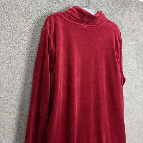 pureJill Velvet Velour Top Sz XL petite Turtleneck Crimson Red Pima Cotton Blend - Picture 5 of 14